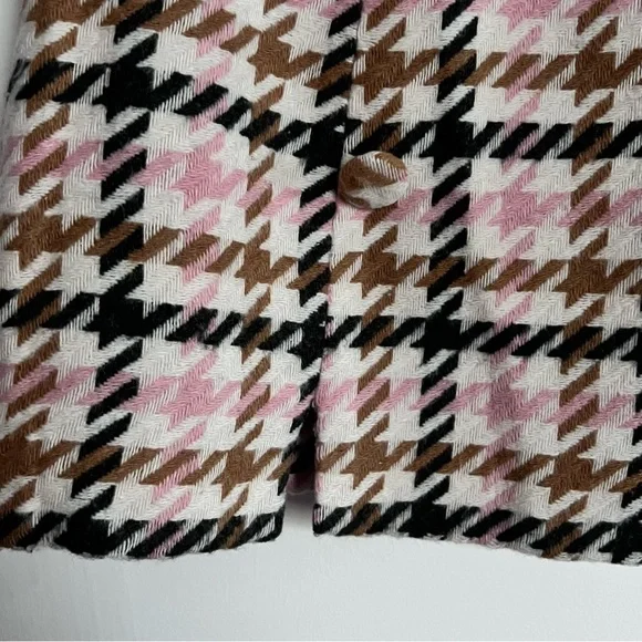 Forever 21 Pink White Tan Black Tweed Houndstooth Plaid Knit Skirt Small - Picture 4 of 7